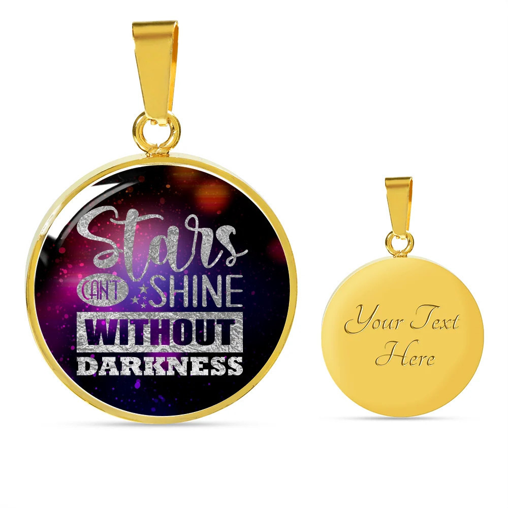 Stars Can't Shine Personalized Engraved Gold Circle Necklace Custom Name Date G